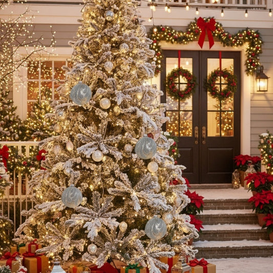 6PCS Set 3.9in Christmas Tree Ornament Balls Glass Hanging Holiday Decor For Party & Tree Festive Decorations Home Ornaments